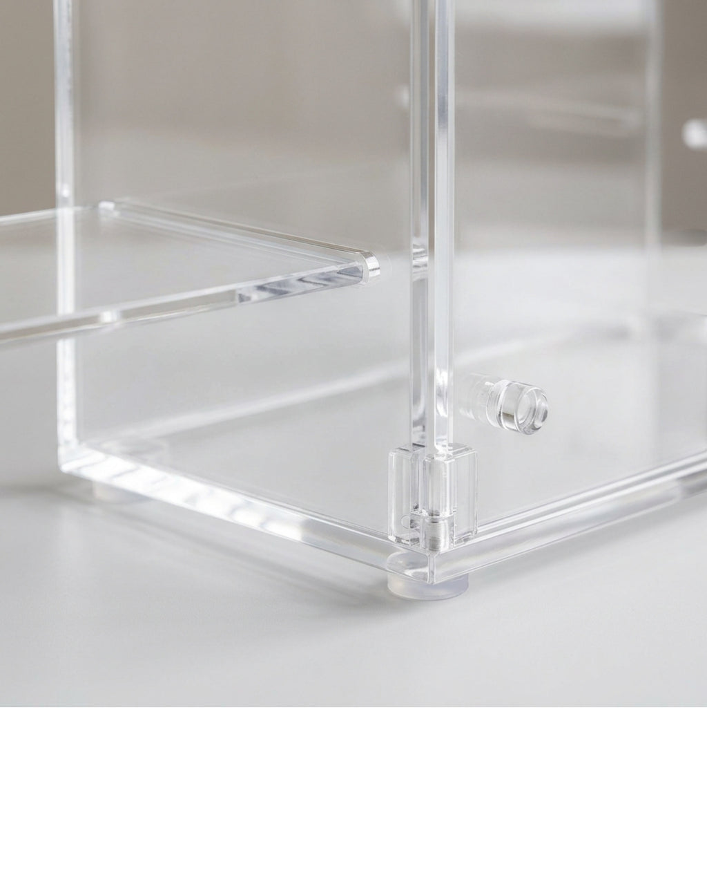 Zwms Clear Acrylic Double-Door Cosmetic Cabinet with 3 Shelves - Detail view
