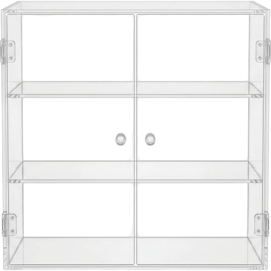 Zwms Clear Acrylic Double-Door Cosmetic Cabinet with 3 Shelves - Product view