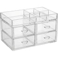 Zwms Clear Acrylic Four-Drawer Cosmetic Chest with 6 Upper Compartments - Product view