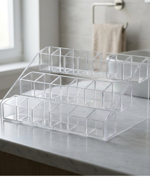 Zwms Clear Acrylic Tiered Cosmetic Stand with 24 Slots - Lifestyle view