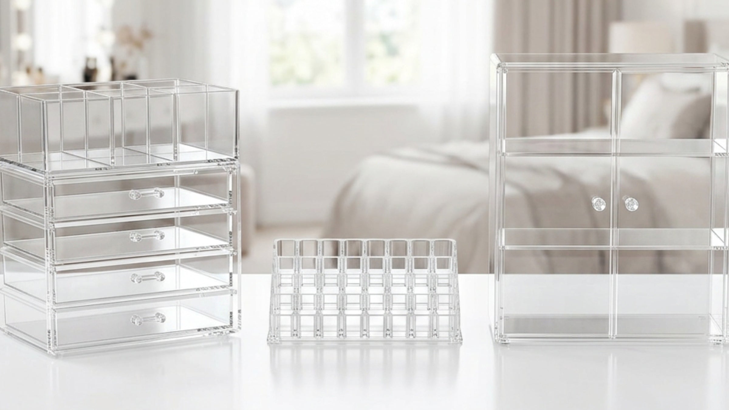Zwms Clear Acrylic Cosmetic Desktop Organizers